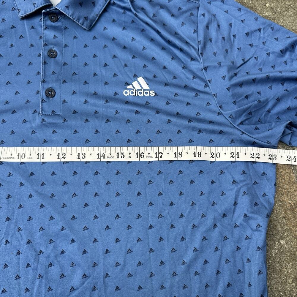 Adidas Polo Mens Large Blue Golf Shirt Collared Activewear Badge of Sport Logo - Picture 9 of 12